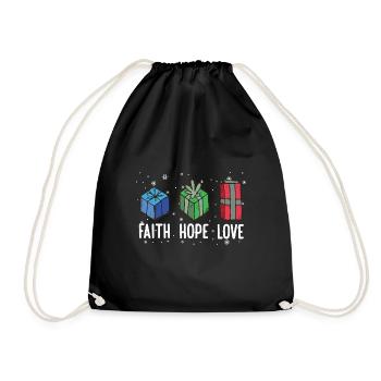 Faith Hope Love Religious Family Christmas - Drawstring Bag - black - Front