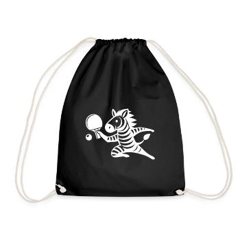 Zebra Tischtennis Spieler Ping Pong Silhouette - Turnbeutel - Schwarz - Vorne
