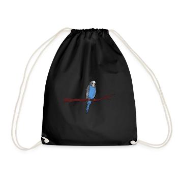 Wave Parakeet Blue Watercolors Bird Pet - Drawstring Bag - black - Front