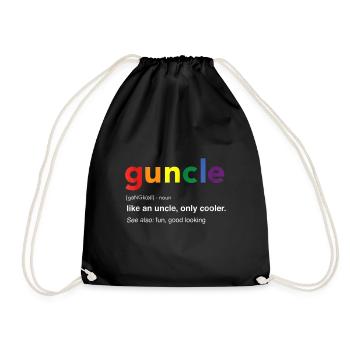 Gay Regenbogen CSD Guncle Spruch LGBTQ Loveparade - Turnbeutel - Schwarz - Vorne