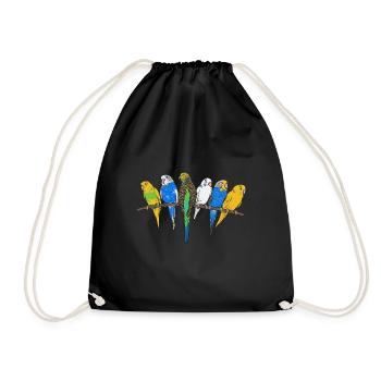 Budgerigar Parakeet Bird Pet Gift - Drawstring Bag - black - Front