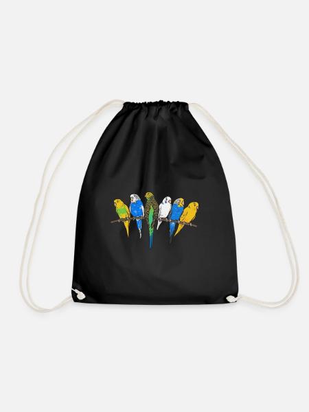 Wellensittich Sittich Vogel Haustier Geschenk - Turnbeutel - Schwarz