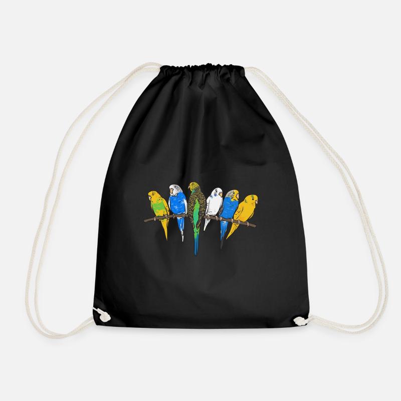 Wellensittich Sittich Vogel Haustier Geschenk - Turnbeutel - Schwarz