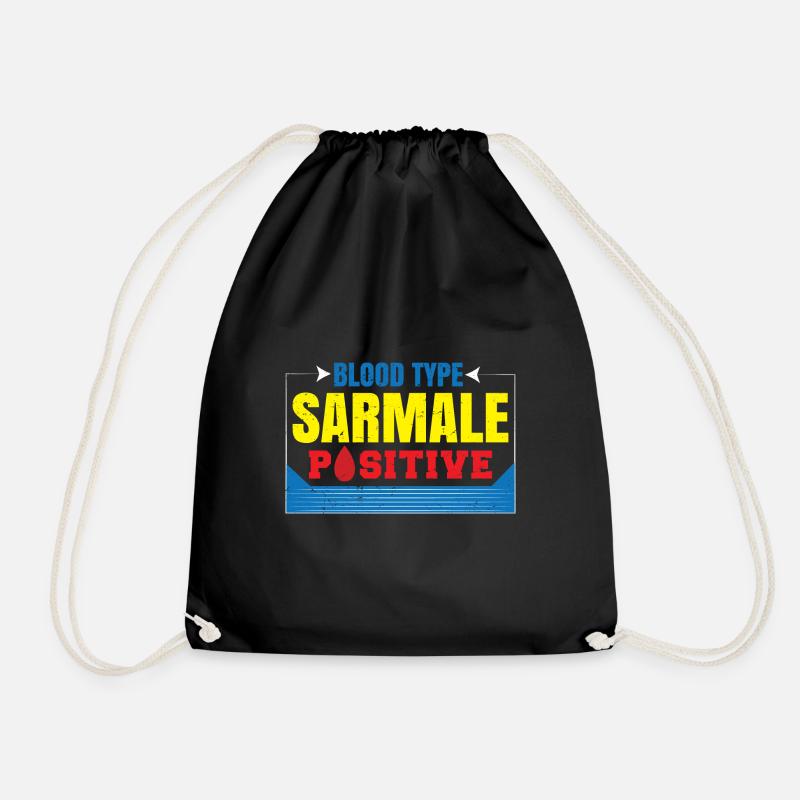 Blood Type Sarmale Positive - Drawstring Bag - black