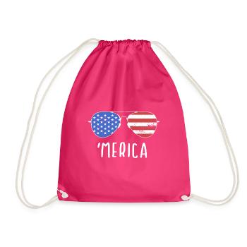 MERICA Sonnenbrille - Lustiges USA - Turnbeutel - Fuchsia - Vorne