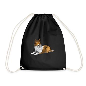 Collie à poil long Collie rugueux Chien - Sac de sport léger - noir - Devant