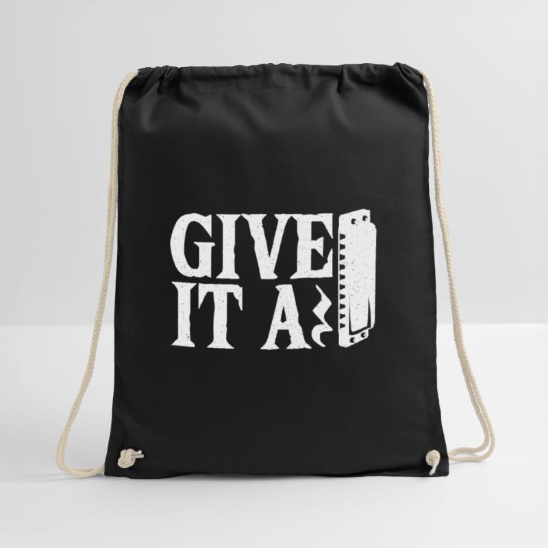 Playing Harmonica Gift Drawstring Bag