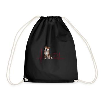 Herzschlag-Geschenk für Hunde - Turnbeutel - Schwarz - Vorne