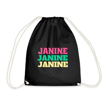 Janine Birthday Gifts Name Janine First Name - Drawstring Bag - black - Front