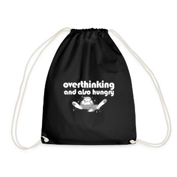 Cat Lover Foodie Overthinking And Also Hungry - Drawstring Bag - black - Front