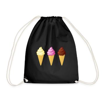 Eis Waffel Kostüme Eiscreme Eiskugel Waffeleis - Turnbeutel - Schwarz - Vorne