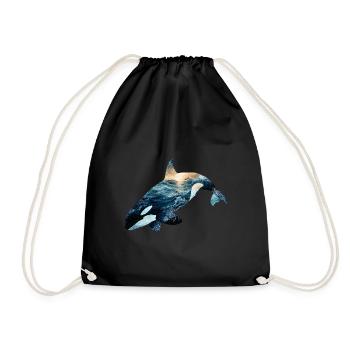 Süßes Orca Design – Lustiger Killerwal für Kinder, - Turnbeutel - Schwarz - Vorne