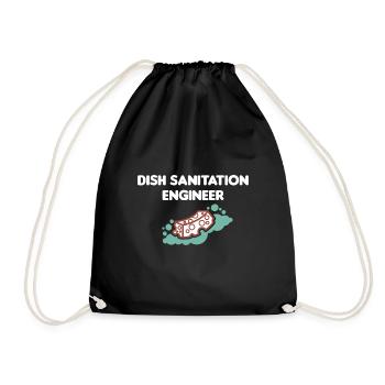 Dishwasher man dish cleaning engineer lu - Drawstring Bag - black - Front