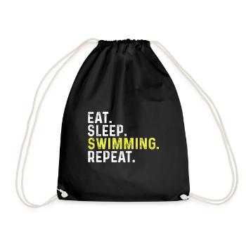 Eat Sleep Swimming Repeat - Drawstring Bag - black - Front