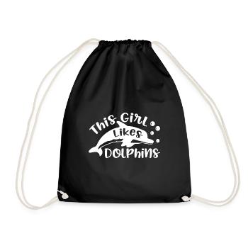 Fille aime les dauphins Animaux marins Animaux - Sac de sport léger - noir - Devant