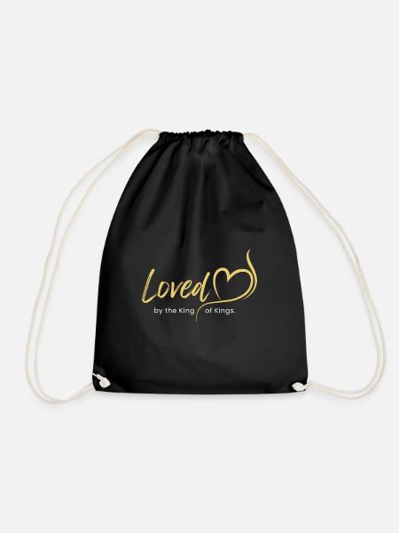 Loved by the King of Kings - Drawstring Bag - black