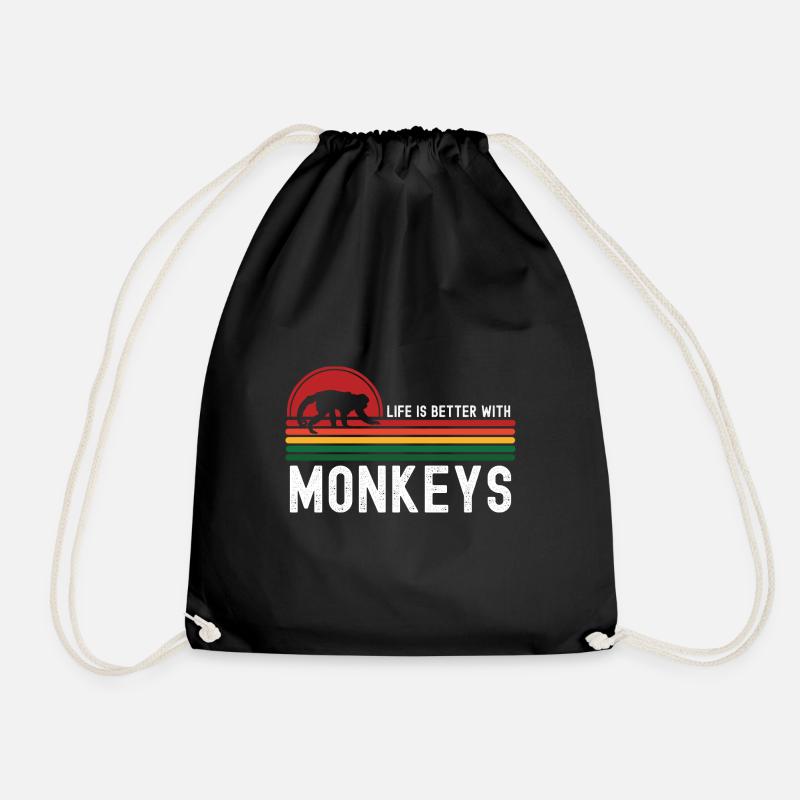 monkey - Drawstring Bag - black