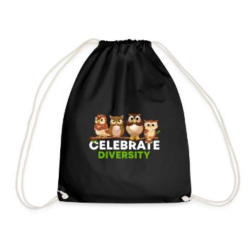Celebrate Diversity Nocturnal Birds Of Prey Owl En - Turnbeutel - Schwarz - Vorne