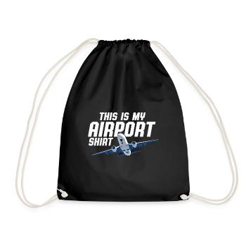 This Is My Airport Shirt Vacation Trip Traveler - Drawstring Bag - black - Front