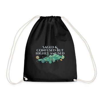 Saged And Confused But Highly Amused Smudge - Drawstring Bag - black - Front