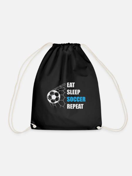 Eat sleep soccer repeat - Turnbeutel - Schwarz