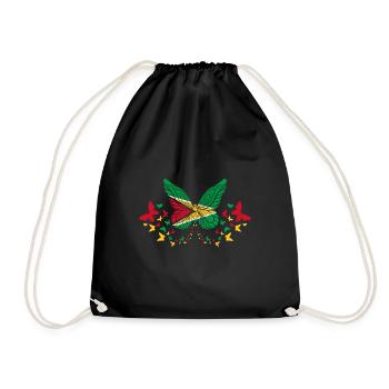 Guyana Guyanese Guyana Flag Butterflies - Drawstring Bag - black - Front
