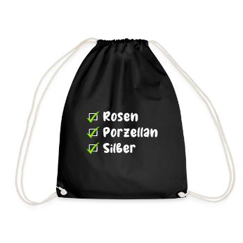 Silberne Hochzeit Jubiläum Geschenk - Turnbeutel - Schwarz - Vorne