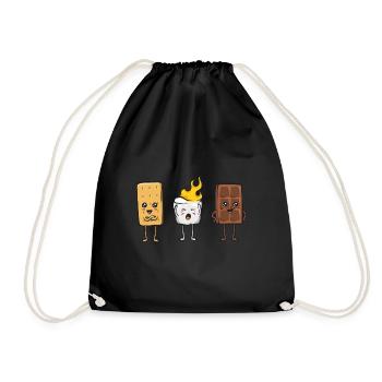 S'more Lagerfeuer Marshmallow Camping - Turnbeutel - Schwarz - Vorne