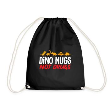 Dino Nuggets Dinosaurier Chicken Nuggets - Turnbeutel - Schwarz - Vorne