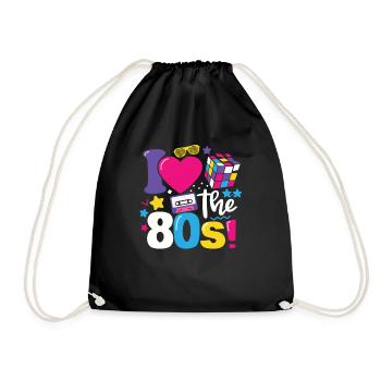 Ich liebe das 80er Jahre Shirt 80er Jahre Kleidung für Damen und Herren - Turnbeutel - Schwarz - Vorne