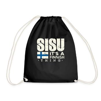 Finland Shirt Sisu It's A Finnish Thing Gift - Drawstring Bag - black - Front
