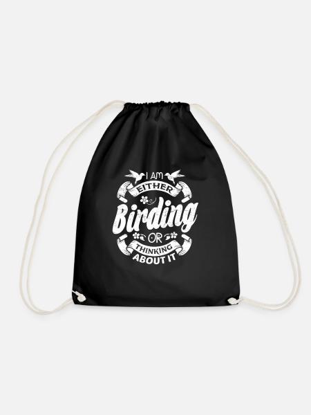 Birding Bird Nerd Bird Watching Gift Shirt - Drawstring Bag - black