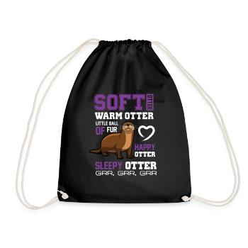 Soft Otter Warm Otter Happy Otter Lustiges T-Shirt - Turnbeutel - Schwarz - Vorne