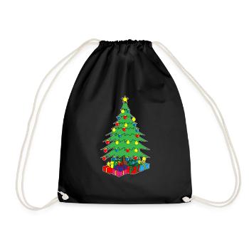 Weihnachtsbaum Geschenke Tannenbaum Weihnachten - Turnbeutel - Schwarz - Vorne