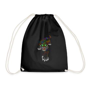 Tiger Katze Tier Raubkatze Geschenk Katzen - Turnbeutel - Schwarz - Vorne