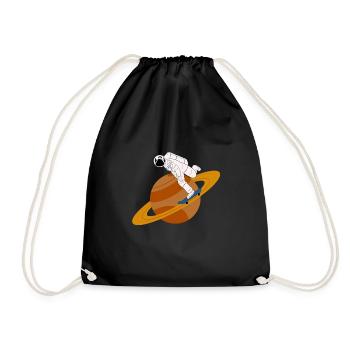 Astronaut Skateboard Saturn Ringe Weltall Geschenk - Turnbeutel - Schwarz - Vorne