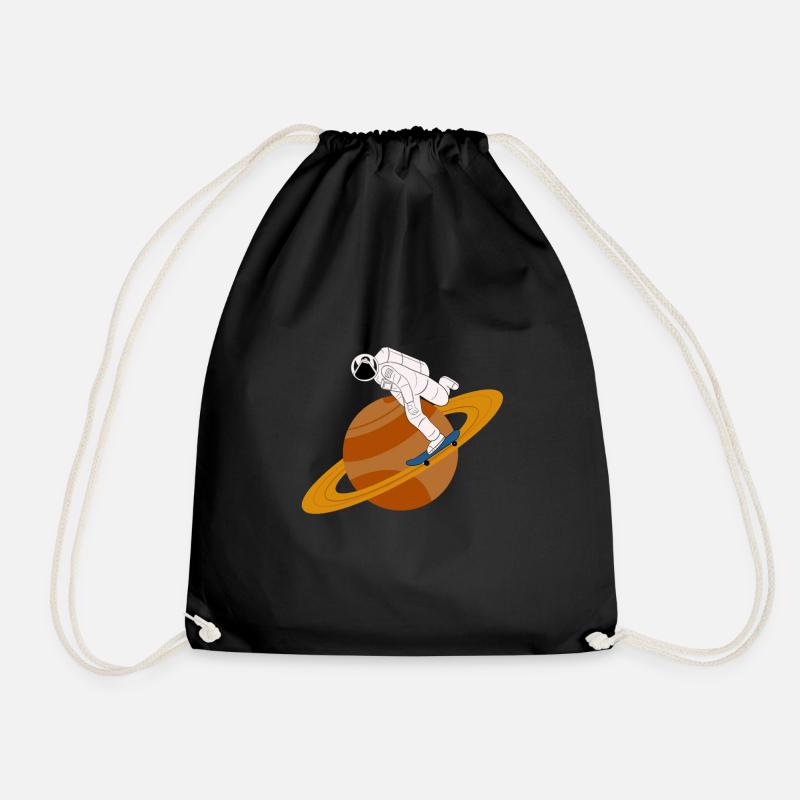 Astronaut Skateboard Saturn Ringe Weltall Geschenk - Turnbeutel - Schwarz