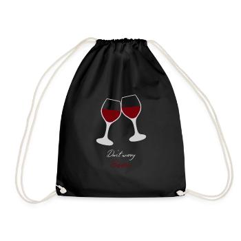 Wein Spruch Rotwein Weinglas Geschenkidee Weinrebe - Turnbeutel - Schwarz - Vorne