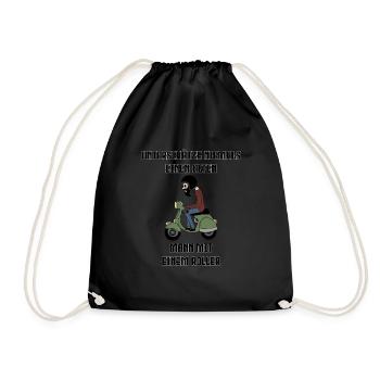 Opa Roller Moped Retro Geschenk - Turnbeutel - Schwarz - Vorne