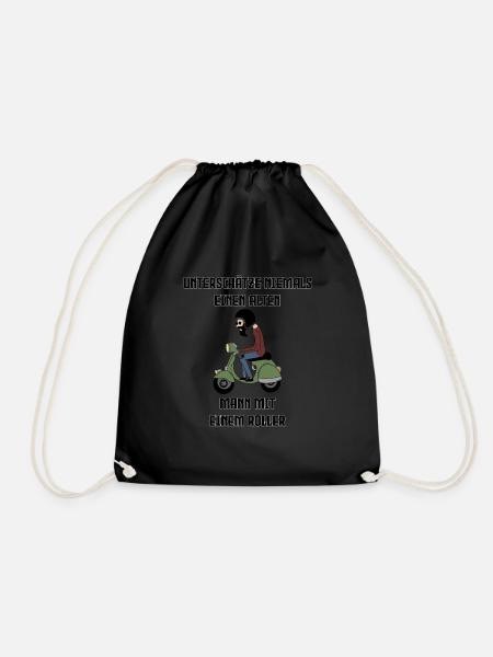 Opa Roller Moped Retro Geschenk - Turnbeutel - Schwarz