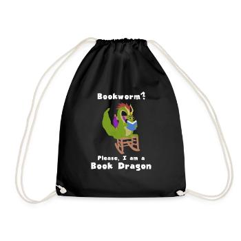 Bookworm Reading Books - Drawstring Bag - black - Front