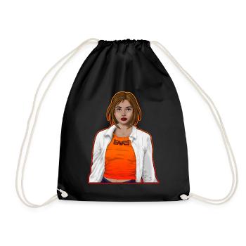 Pretty woman with shirt with orange frame - Drawstring Bag - black - Front