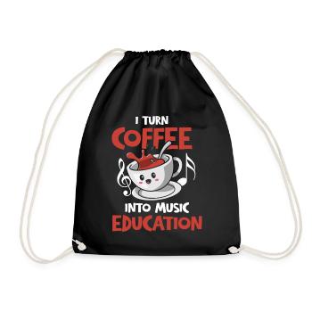 I Turn Coffee Into Music Education Apparel Niedlic - Drawstring Bag - black - Front