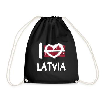 I love Latvia / Ich Liebe Lettland Land Länder - Turnbeutel - Schwarz - Vorne