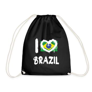 I love Brazil / Ich Liebe Brasilien Land Länder - Turnbeutel - Schwarz - Vorne