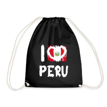 I love Peru / Ich Liebe Peru Land Länder - Turnbeutel - Schwarz - Vorne