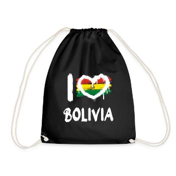 I love Bolivia / Ich Liebe Bolivien Land Länder - Turnbeutel - Schwarz - Vorne