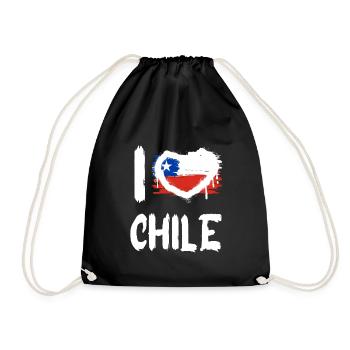 I love Chile / Ich Liebe Chile Land Länder - Turnbeutel - Schwarz - Vorne