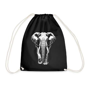 Elephant - Big Game, Tusk, Ivory - Drawstring Bag - black - Front