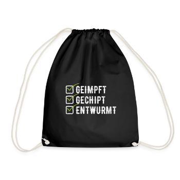 Geimpft Gechipt Entwurmt Impfen - Turnbeutel - Schwarz - Vorne